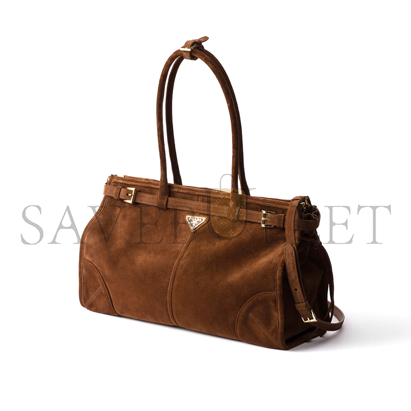 PRADA BONNIE LARGE SUEDE HANDBAG 1BA433 (38*24*12cm)